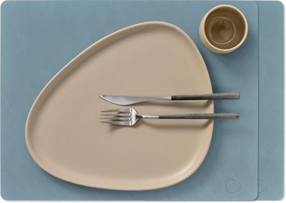 LIND DNA Placemats Nupo - Læder - Lysblå 45 x 35 cm - 2 Styk