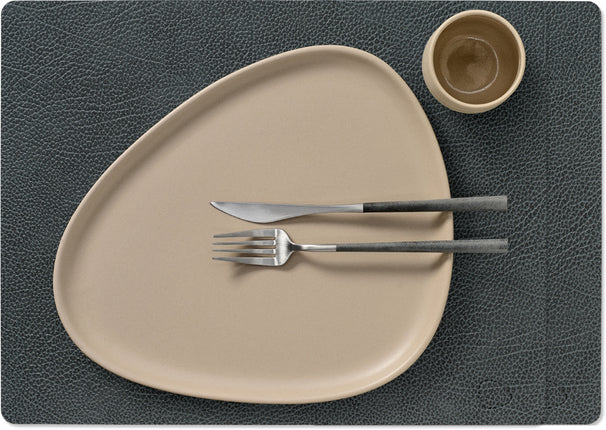 LIND DNA Placemats Hippo - Læder - Black Anthracite - 45 x 35 cm - 2 Stykker