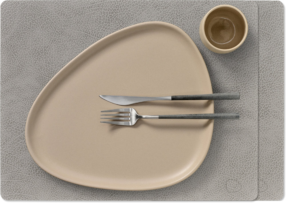 LIND DNA Placemats Hippo - Læder - Antracitgrå - 45 x 35 cm - 2 Stykker