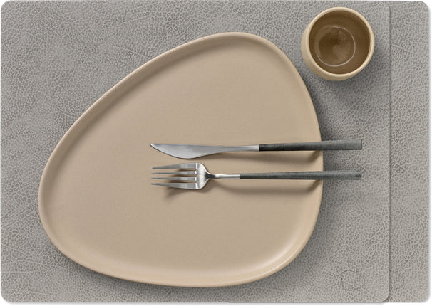LIND DNA Placemats Hippo - Læder - Antracitgrå - 45 x 35 cm - 2 Stykker