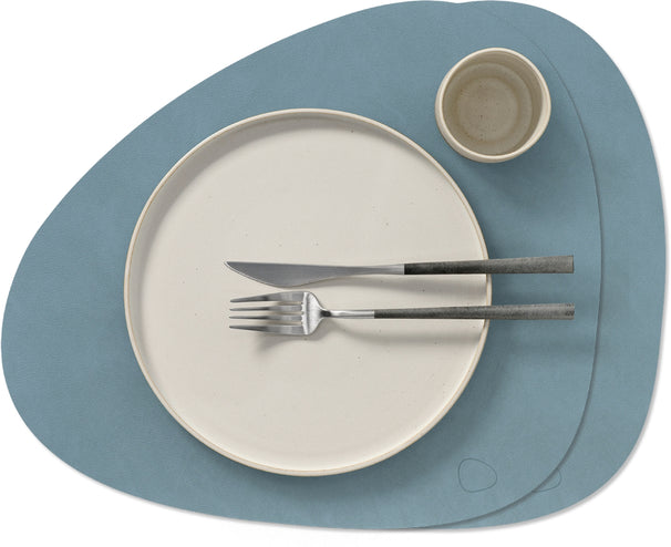 LIND DNA Placemats Nupo - Læder - Lys Blå - Buet - 44 x 37 cm - 2 Stykker