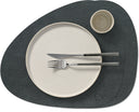 LIND DNA Placemats Hippo - Læder - Black Anthracite - Curved - 44 x 37 cm - 2 Styk