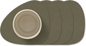 LIND DNA Underlag Nupo - Læder - Army Green - 13 x 11 cm - 4 Styk