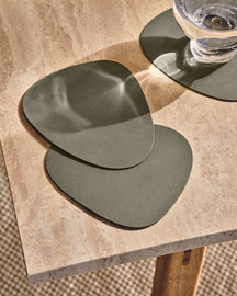 LIND DNA Underlag Nupo - Læder - Army Green - 13 x 11 cm - 4 Styk