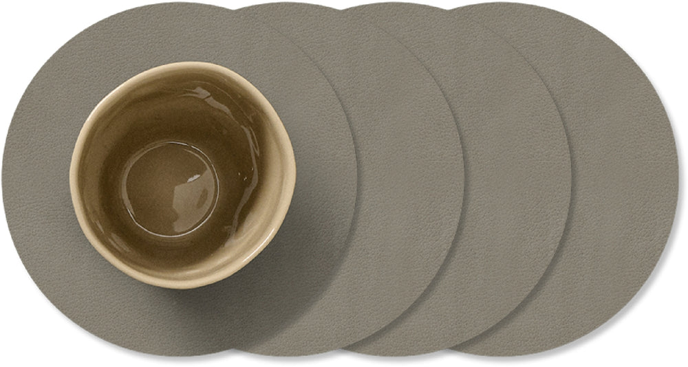 LIND DNA Underlag Nupo - Læder - Flint Grey - ø 10 cm - 4 Styk