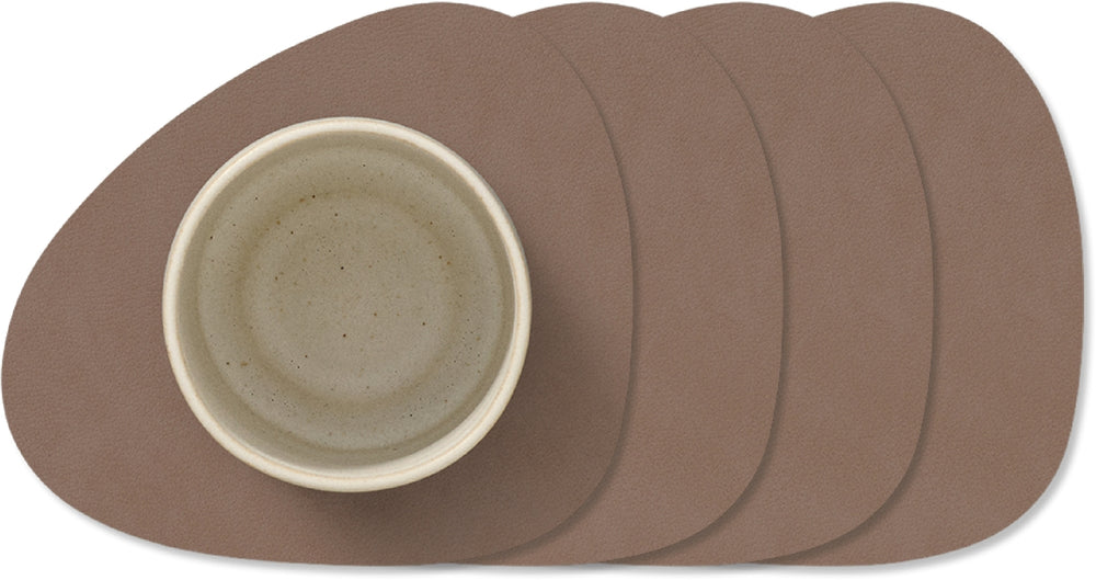 LIND DNA Underlag Nupo - Læder - Truffle - 13 x 11 cm - 4 Styk