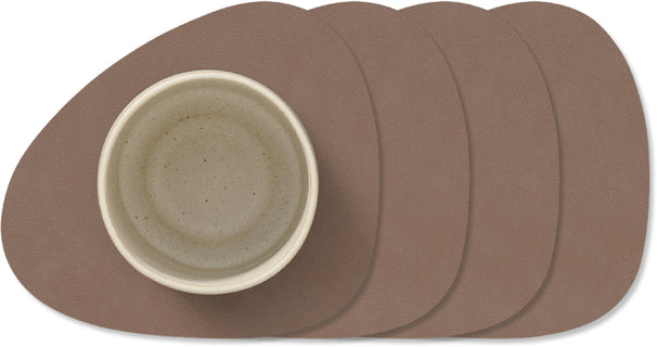 LIND DNA Underlag Nupo - Læder - Truffle - 13 x 11 cm - 4 Styk