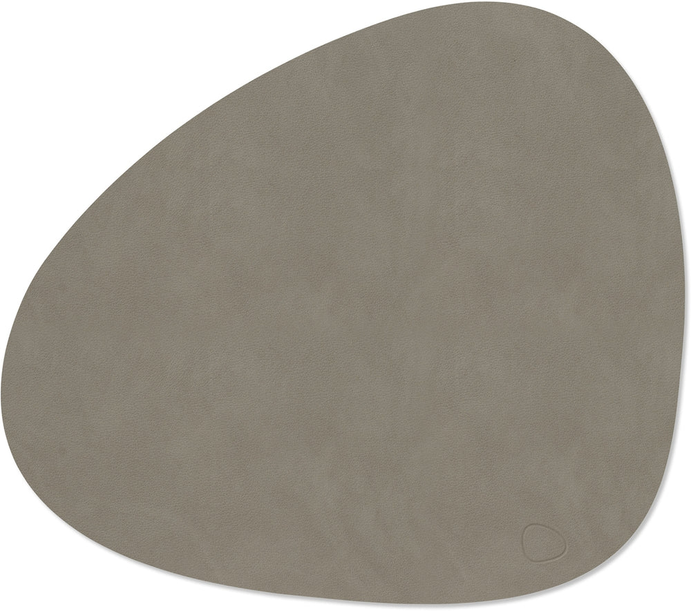 LIND DNA Placemats Nupo - Læder - Flint Grey - Curved - 44 x 37 cm - 2 Styk
