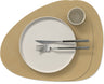 LIND DNA Placemats Nupo - Læder - Khaki - Curved - 44 x 37 cm - 2 Styk