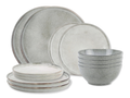 Salt & Pepper Serviesset Artisan Green 12-delig / 4 personer - 4 middagstallerkener, 4 morgenmadstallerkener og 4 skåle