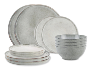 Salt & Pepper Serviesset Artisan Green 12-delig / 4 personer - 4 middagstallerkener, 4 morgenmadstallerkener og 4 skåle