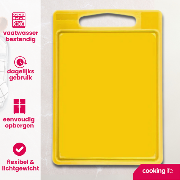 Cookinglife Skærebræt med saftkanal 35 x 25 x 0.85 cm - Gul