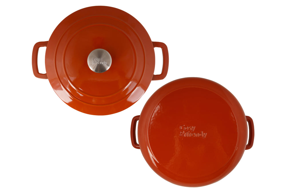 Cosy & Trendy Braadpan med låg Fontestic Gietijzer Rust Ø 28 cm / 6.8 Liter - emaljeret non-stick belægning