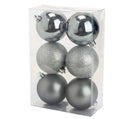 Cosy @Home Kerstballen Zilver mørk ø 8 cm - 6 Stuks