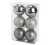 Cosy @Home Kerstballen Zilver mørk ø 8 cm - 6 Stuks