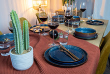 Cosy & Trendy Serviesset Quintana Blue 18-delig / 6 personer - 6 dinerborde, 6 dybe bunde og 6 morgenborde