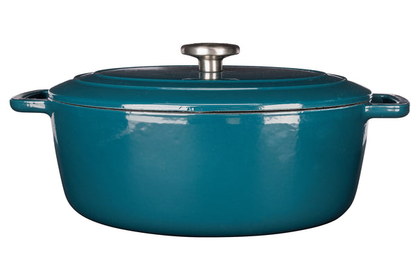 Cosy & Trendy Braadpan med deksel Fontestic Gietijzer Green Heron Ovaal - 31 x 24 cm / 6 Liter - emaljeret non-stick belægning