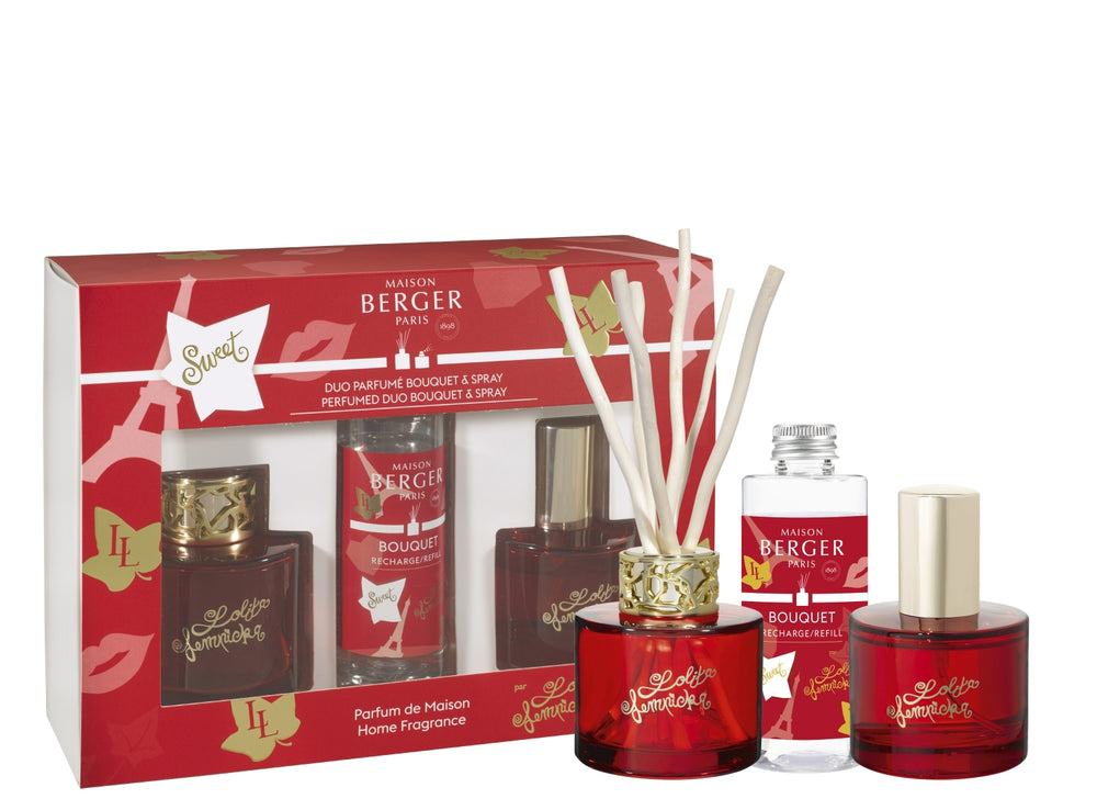 Maison Berger Giftset Duo Lolita Lempicka Sweet - Duftstænger 80 ml & Rumspay 50 ml - Rød