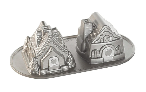 Nordic Ware Cakeform Gingerbread House Duet Sølv - Gietaluminium - 32 x 17 cm