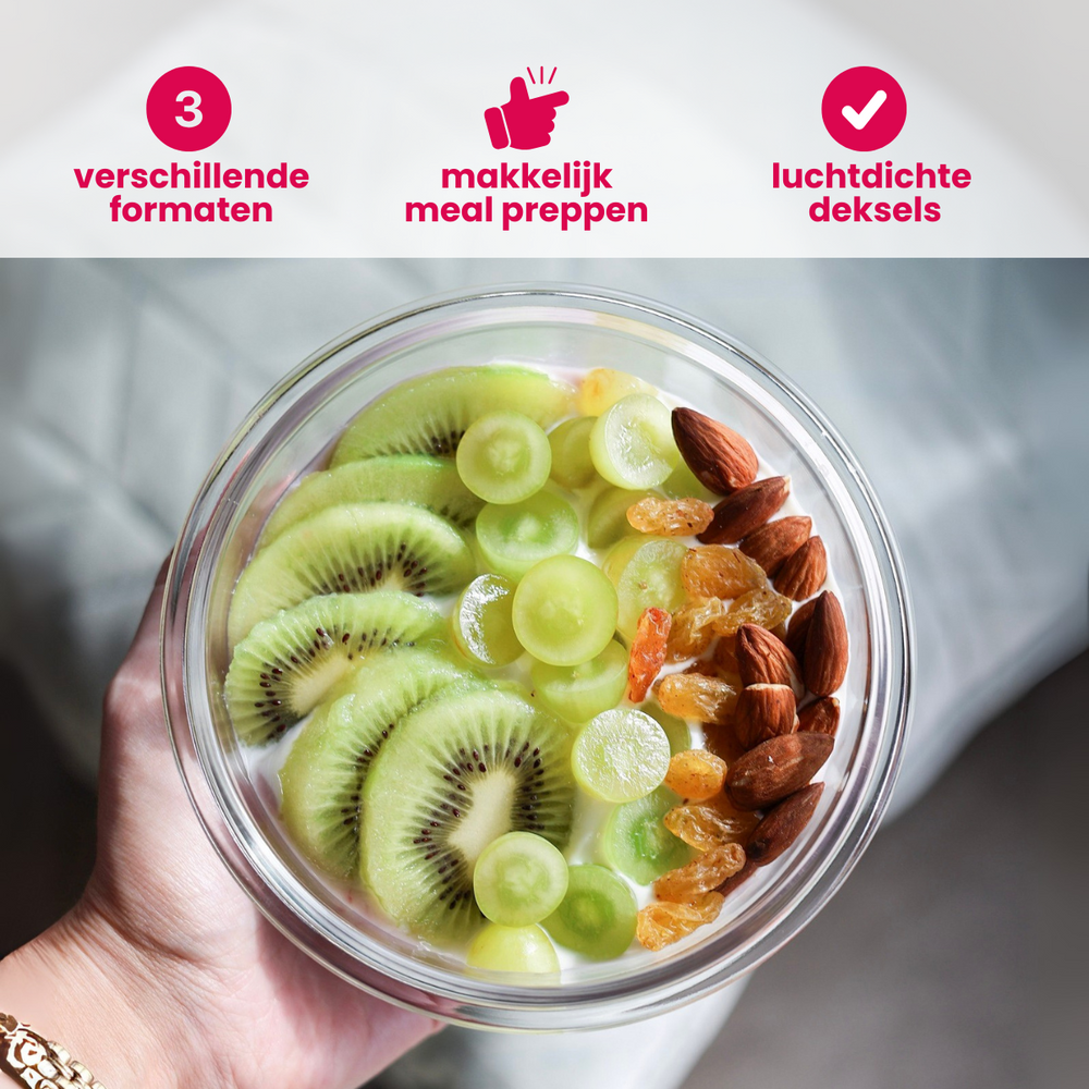 Sareva Glazen Vershoudbakjes Glas - To Go - med Låg - Ovnfade - Cook & Fresh - 3 dele