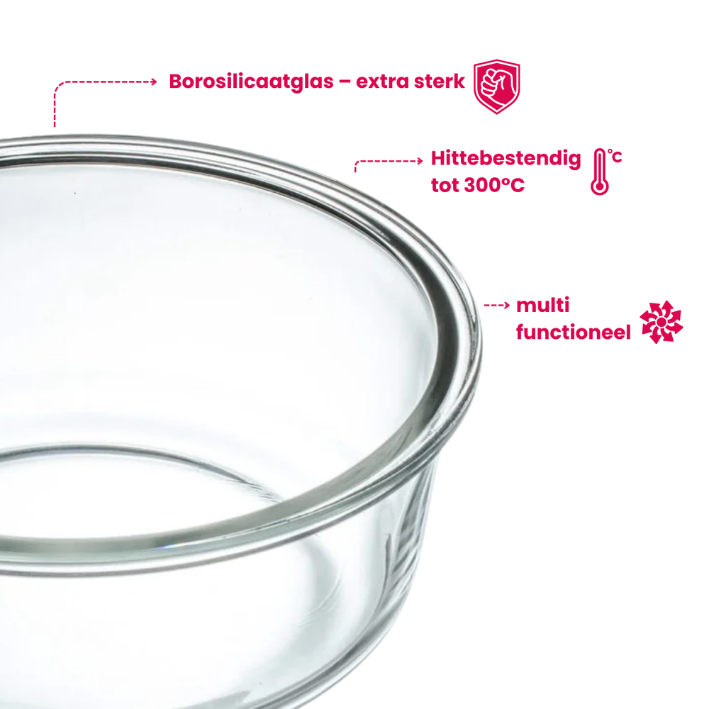 Sareva Glazen Vershoudbakjes Glas - To Go - med Låg - Ovnfade - Cook & Fresh - 3 dele