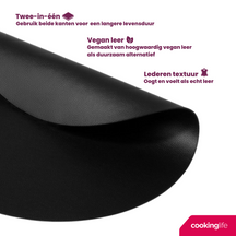 Cookinglife Placemats - Vegan læder - Sort - ø 38 cm - 6 stk.
