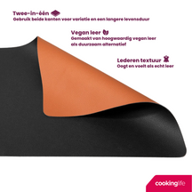 Cookinglife Placemats - Dobbelt så meget - Vegansk læder - Cognac / Sort 46 x 33 cm - 6 Stykker