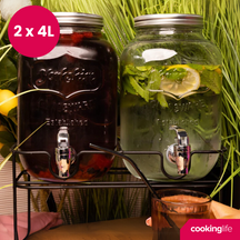 Cookinglife Dubbele Drankdispenser - med holder - 2 x 4 liter