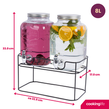 Cookinglife Dubbele Drankdispenser - med holder - 2 x 4 liter