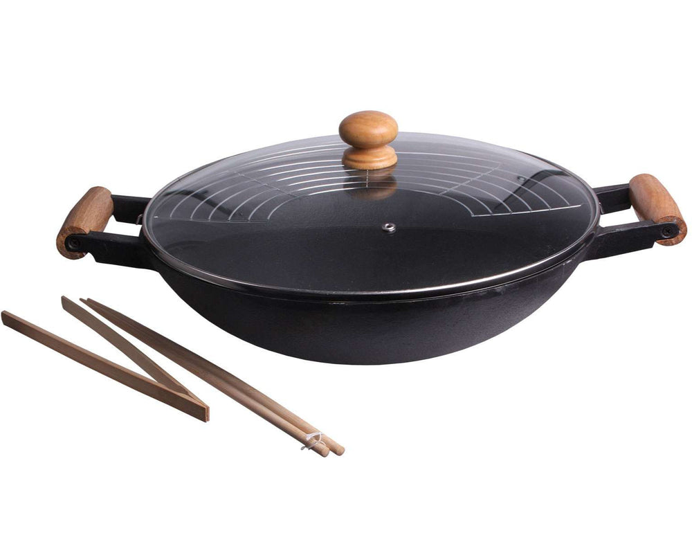 Cookinglife Wokpande med låg & køkkenredskaber ø 36 cm / 6.5 Liter - standard non-stick belægning