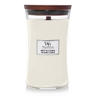WoodWick Geurkaars Large White Tea & Jasmine - 18 cm / ø 10 cm - Geurkaars i Glas - Houten Lont
