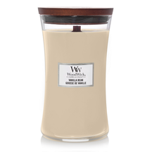 WoodWick Geurkaars Large Vanilla Bean - 18 cm / ø 10 cm - Geurkaars i Glas - Houten Lont