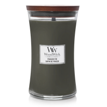 WoodWick Duftlys Large Frasier Fir - 18 cm / ø 10 cm - Duftlys i Glas - Trævæge
