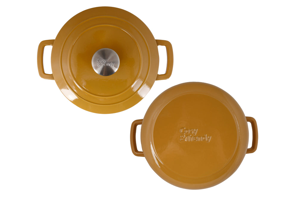 Cosy & Trendy Braadpan med deksel Fontestic Gietijzer Amber Gold Ø 24 cm / 4.6 Liter - emaljeret non-stick belægning