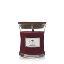WoodWick Geurkaars Mini Black Cherry - 8 cm / ø 7 cm - Geurkaars i Glas - Houten Lont