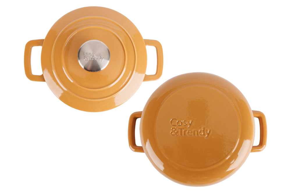 Cosy & Trendy Braadpan med deksel Fontestic Gietijzer Amber Gold Ø 20 cm / 2.7 Liter - emaljeret non-stick belægning