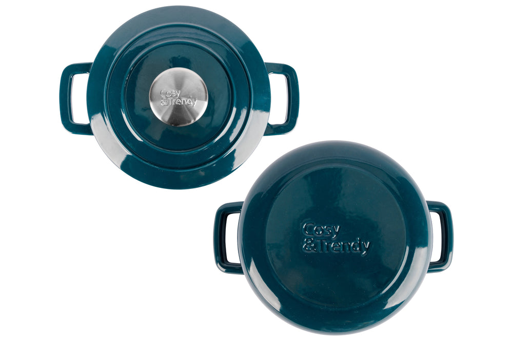 Cosy & Trendy Braadpan med deksel Fontestic Gietijzer Green Heron Ø 20 cm / 2.7 Liter - emaljeret non-stick belægning