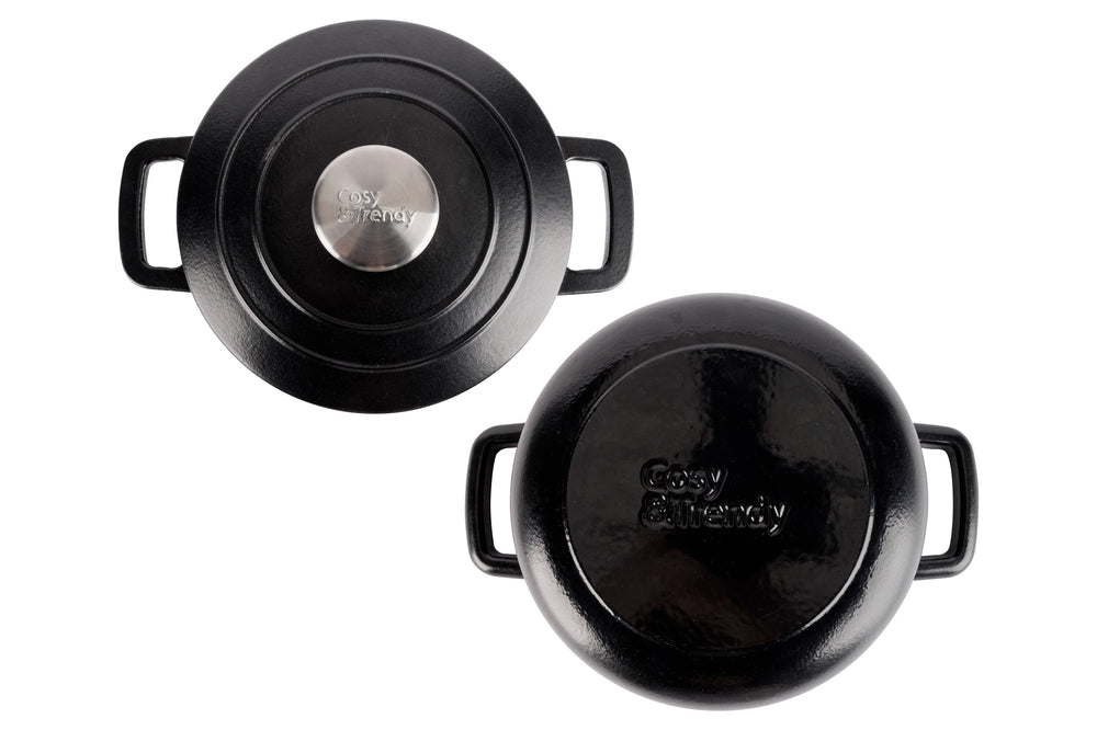 Cosy & Trendy Braadpan med låg Fontestic Gietijzer Black Ø 20 cm / 2.7 Liter - emaljeret non-stick belægning