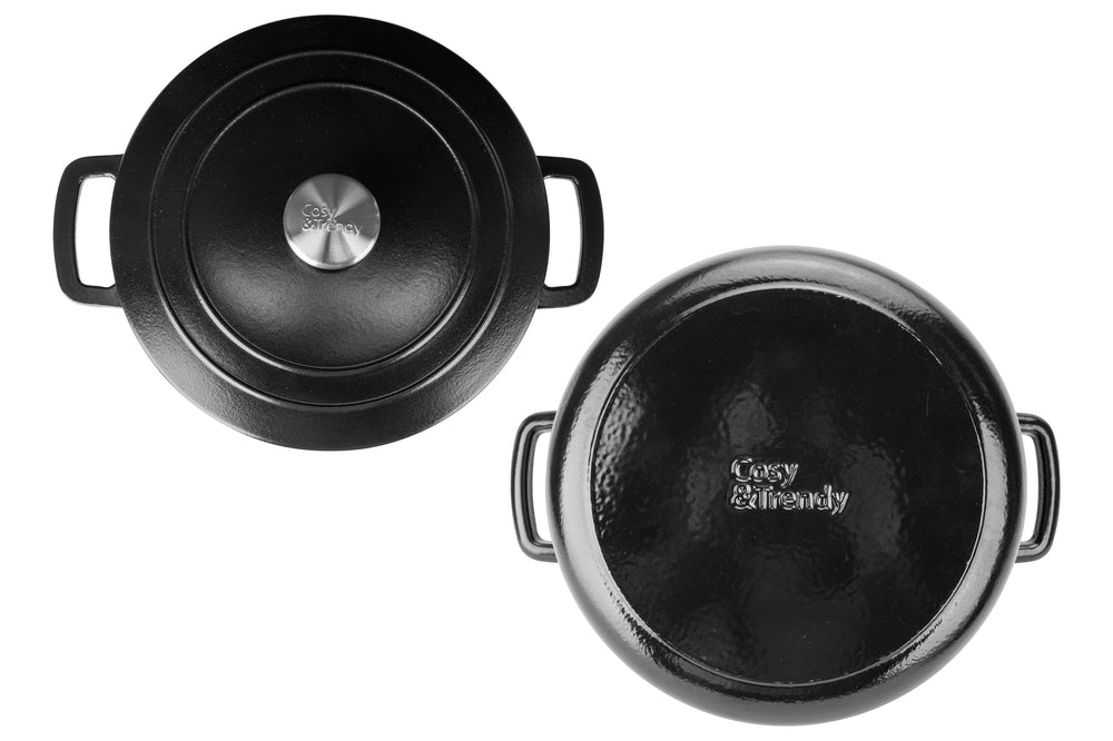 Cosy & Trendy Braadpan med deksel Fontestic Gietijzer Black Ø 28 cm / 6.8 Liter - emaljeret non-stick belægning