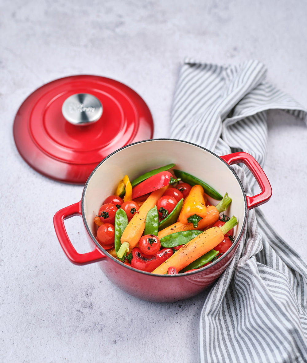 Cosy & Trendy Braadpan med deksel Fontestic Gietijzer Traditional Red Ø 20 cm / 2.7 Liter - emaljeret non-stick belægning