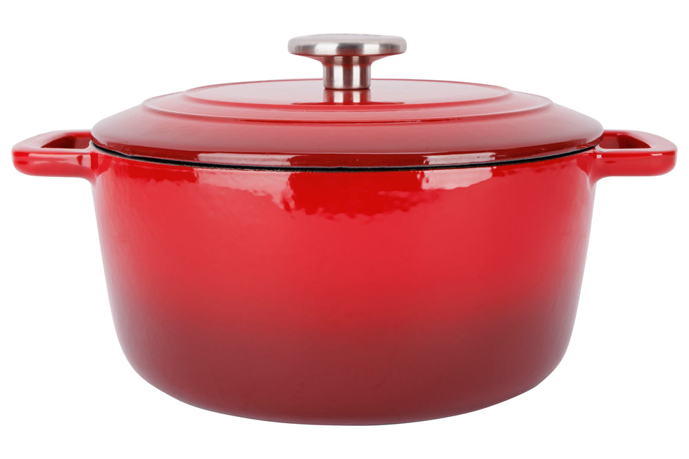 Cosy & Trendy Braadpan med låg Fontestic Gietijzer Traditional Red Ø 24 cm / 4.6 Liter - emaljeret non-stick belægning