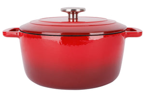 Cosy & Trendy Braadpan med låg Fontestic Gietijzer Traditional Red Ø 24 cm / 4.6 Liter - emaljeret non-stick belægning