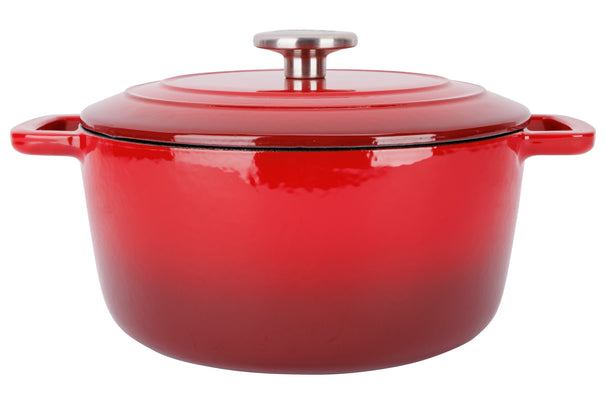 Cosy & Trendy Braadpan med låg Fontestic Gietijzer Traditional Red Ø 24 cm / 4.6 Liter - emaljeret non-stick belægning