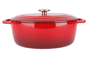 Cosy & Trendy Braadpan med deksel Fontestic Gietijzer Traditional Red Ovaal - 31 x 24 cm / 6 Liter - emailleret non-stick belægning