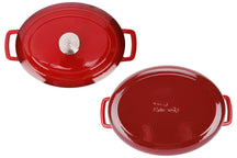 Cosy & Trendy Braadpan med deksel Fontestic Gietijzer Traditional Red Ovaal - 31 x 24 cm / 6 Liter - emailleret non-stick belægning
