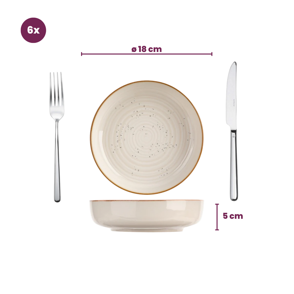 Cosy & Trendy Dybe Tallerkener / Pastatallerkener Baltic Vanilla ø 18 cm - 6 stk.