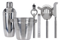 Cookinglife Barset RVS 6-Delig - Cocktailshaker, Ijsemmer, Zeef, Flesopener, Tang og Mes