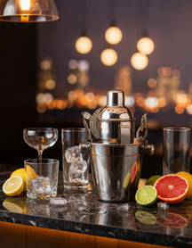 Cookinglife Barset RVS 6-Delig - Cocktailshaker, Ijsemmer, Zeef, Flesopener, Tang og Mes