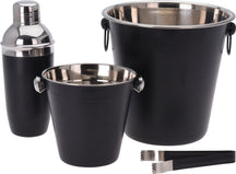 Cookinglife Barset Zwart 4-Delig - Cocktailshaker, Champagnekoeler, Ijsemmer og Tang