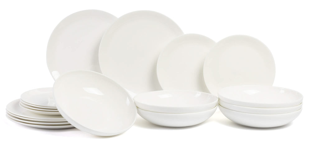 ASA Selection Serviesset A Table - Hvid 18-delt / 6 personer - 6 middagstallerkener, 6 morgenmadstallerkener og 6 dybe tallerkener